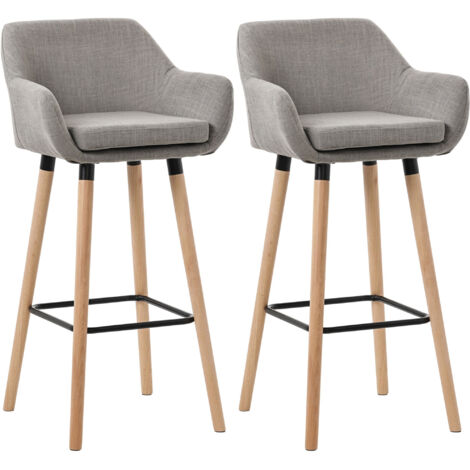 2er Set Barhocker Grant mit Stoffbezug grau