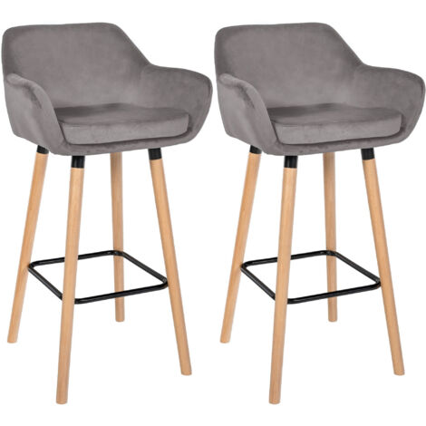 2er Set Barhocker Grant Samt grau