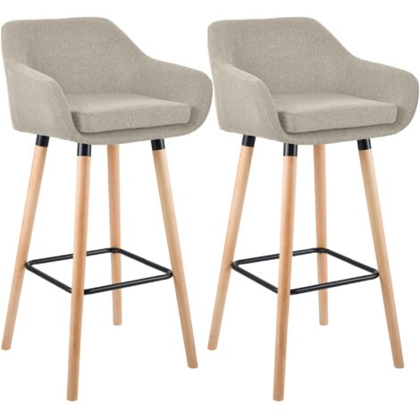 2er Set Barhocker Grant Stoff creme