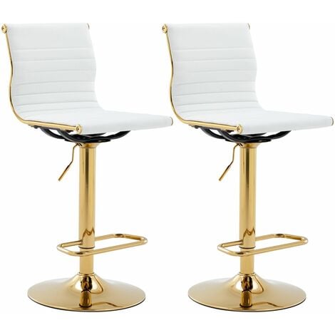 WAHSON OFFICE CHAIRS 2er Set Barhocker höhenverstellbar Barstuhl aus PU-Leder Tresenhocker für Kücheninseln, Weiß