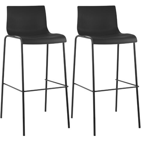 2er Set Barhocker Hoover Kunststoff 4-Fuß Gestell schwarz schwarz