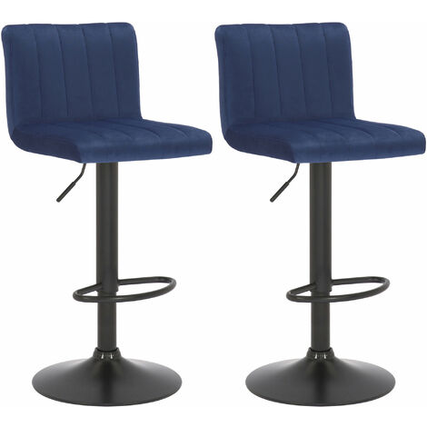 2er Set Barhocker Jamie Samt blau