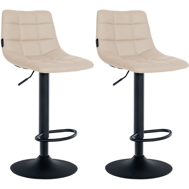 Clp - 2er Set Barhocker Jerry Kunstleder Creme Schwarz