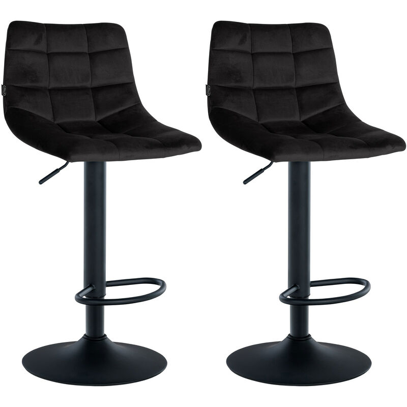 Clp - 2er Set Barhocker Jerry Samt Schwarz
