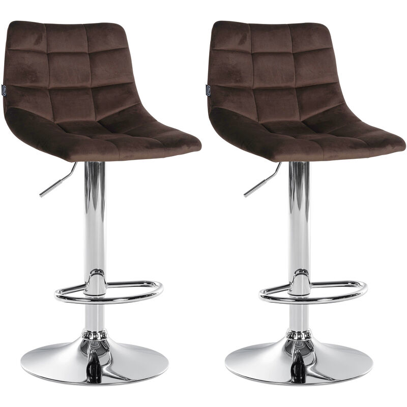 Clp - 2er Set Barhocker Jerry Samt Braun Chrom