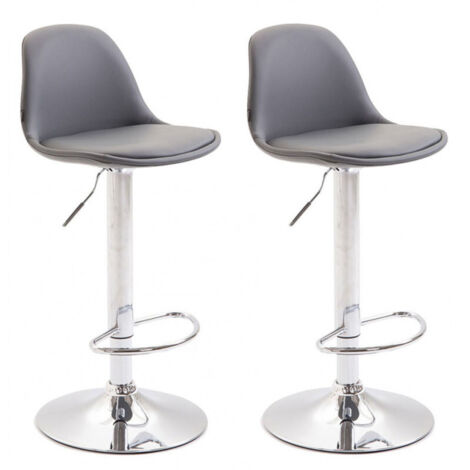 2er Set Barhocker Kiel Kunstleder grau chrom