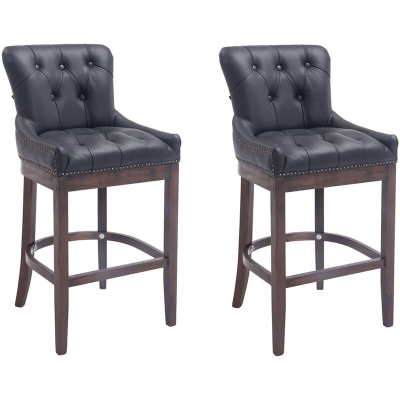 Clp 2er Set Barhocker Lakewood Echtleder Schwarz Antik