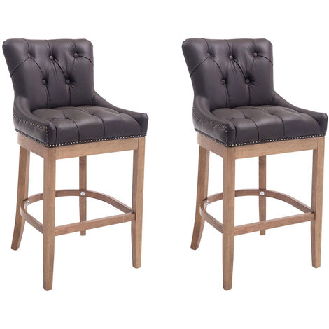 2er Set Barhocker Lakewood Echtleder braun antik-hell