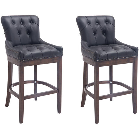 2er Set Barhocker Lakewood Echtleder schwarz antik