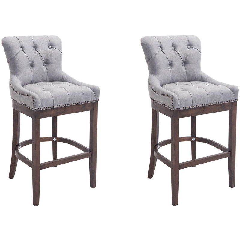 Clp - 2er Set Barhocker Lakewood Stoff Hellgrau Antik