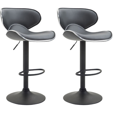 2er Set Barhocker Las Vegas Kunstleder grau schwarz