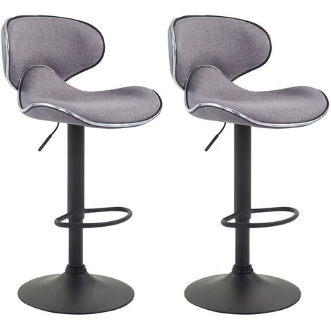 2er Set Barhocker Las Vegas V2 Stoff hellgrau schwarz
