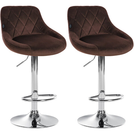 2er Set Barhocker Lazio Samt braun chrom