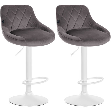 2er Set Barhocker Lazio Samt grau weiß