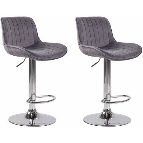 2er Set Barhocker Lentini Samt dunkelgrau chrom
