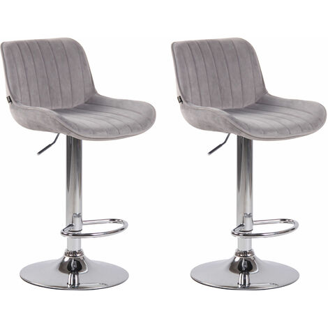 2er Set Barhocker Lentini Samt grau chrom