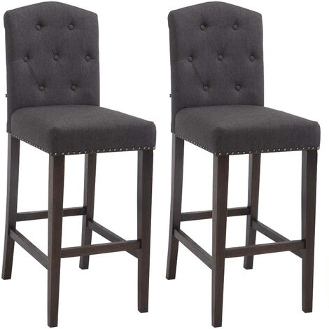 2er Set Barhocker Louise Stoff dunkelgrau antik