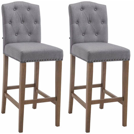 2er Set Barhocker Louise Stoff hellgrau antik-hell