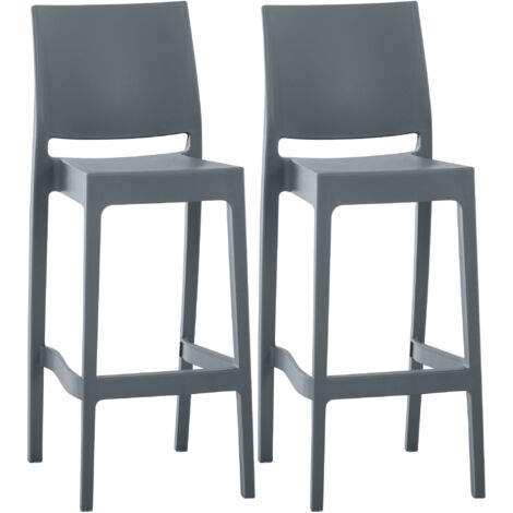 2er Set Barhocker Maya Kunststoff dunkelgrau