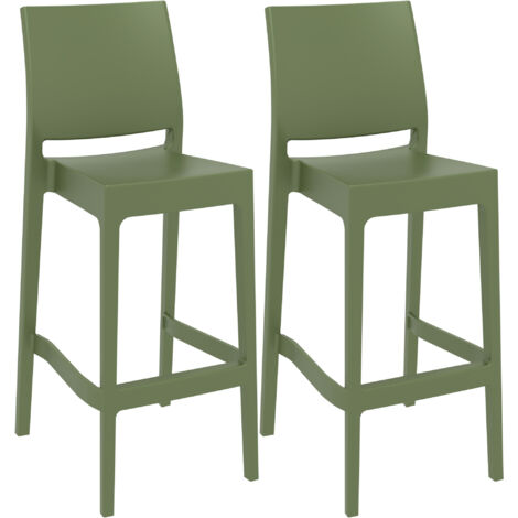 2er Set Barhocker Maya Kunststoff oliv