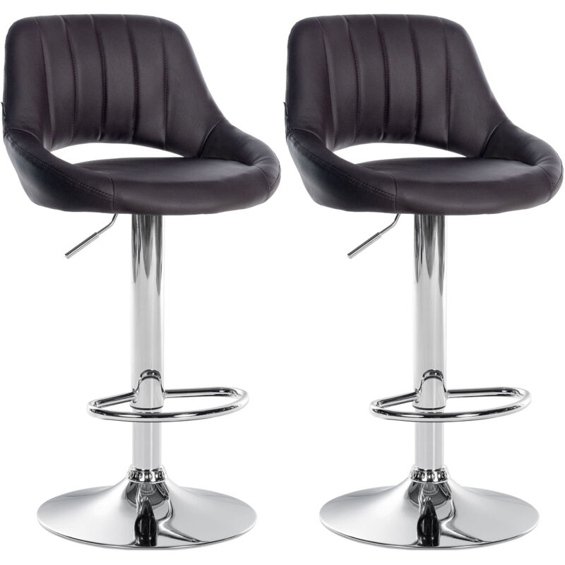 Clp 2er Set Barhocker Milet Kunstleder Braun Metall In Chromoptik