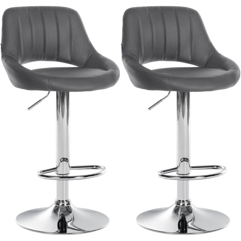 Clp 2er Set Barhocker Milet Kunstleder Grau Metall In Chromoptik