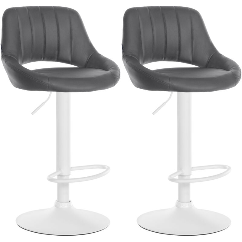 Clp - 2er Set Barhocker Milet Kunstleder Grau Metall Matt Weiss