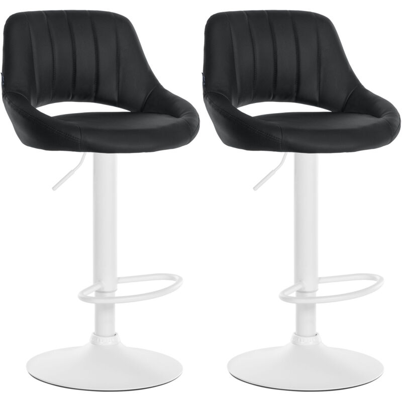 Clp 2er Set Barhocker Milet Kunstleder Schwarz Metall Matt Weiss