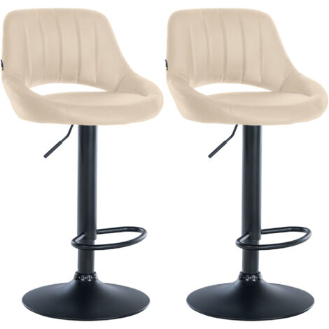 2er Set Barhocker Milet Kunstleder creme Metall matt schwarz