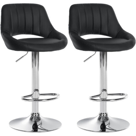 2er Set Barhocker Milet Kunstleder schwarz Metall in Chromoptik