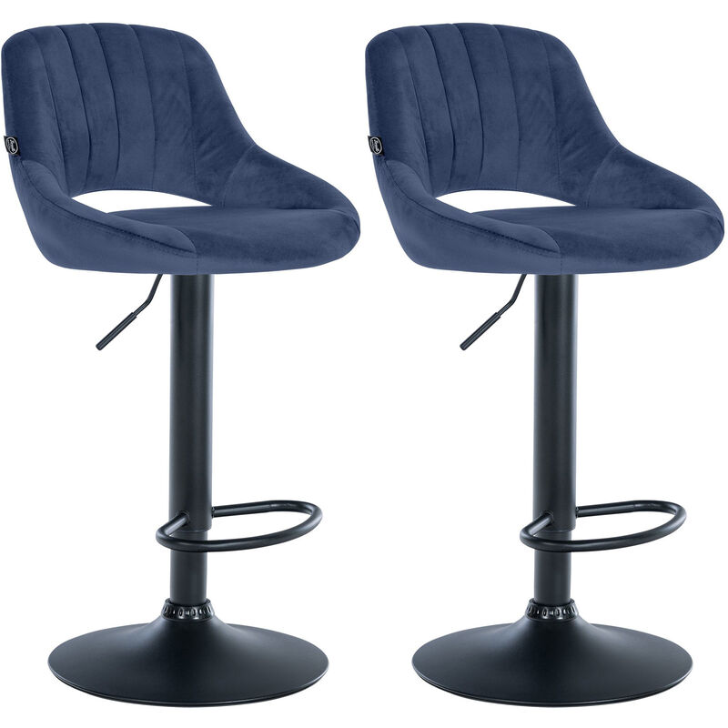 Clp 2er Set Barhocker Milet Samt Blau Metall Matt Schwarz