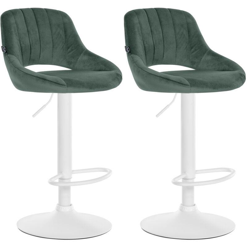Clp 2er Set Barhocker Milet Samt Grün Metall Matt Weiss