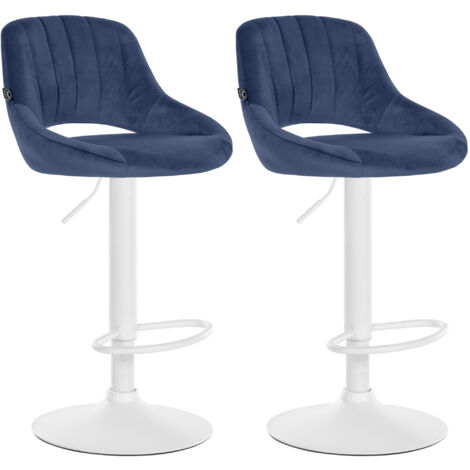 2er Set Barhocker Milet Samt blau Metall matt weiss