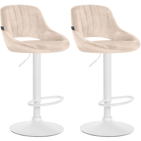 2er Set Barhocker Milet Samt creme Metall matt weiss