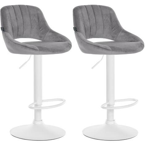 2er Set Barhocker Milet Samt dunkelgrau Metall matt weiss