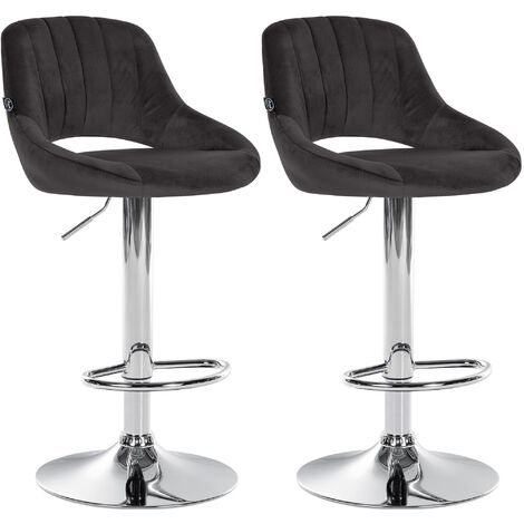 2er Set Barhocker Milet Samt schwarz Metall in Chromoptik