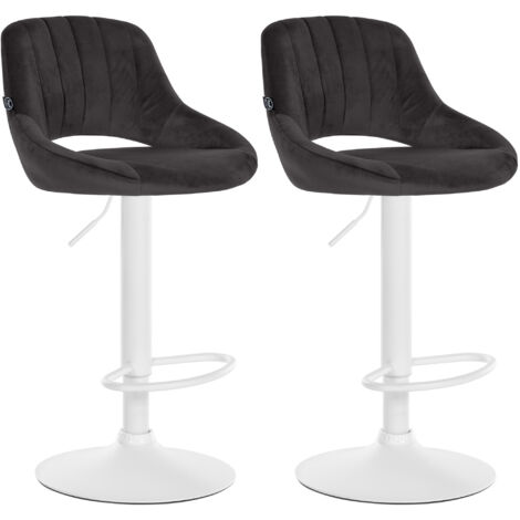 2er Set Barhocker Milet Samt schwarz Metall matt weiss