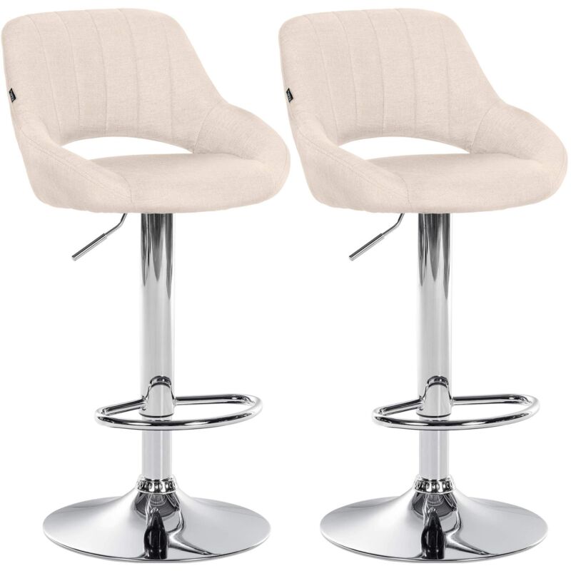 Clp 2er Set Barhocker Milet Stoff Creme Metall In Chromoptik