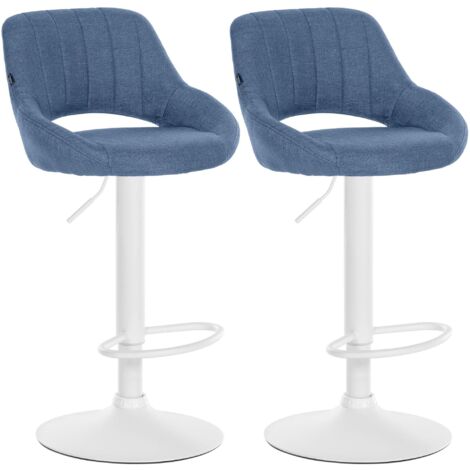 2er Set Barhocker Milet Stoff blau Metall matt weiss