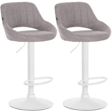 2er Set Barhocker Milet Stoff grau Metall matt weiss