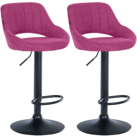 2er Set Barhocker Milet Stoff lila Metall matt schwarz