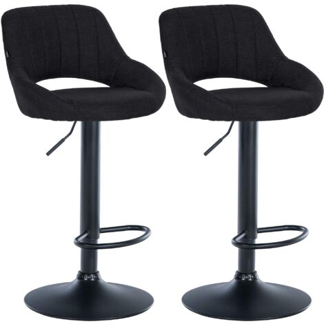 2er Set Barhocker Milet Stoff schwarz Metall matt schwarz