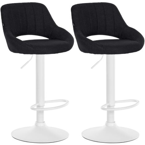 2er Set Barhocker Milet Stoff schwarz Metall matt weiss