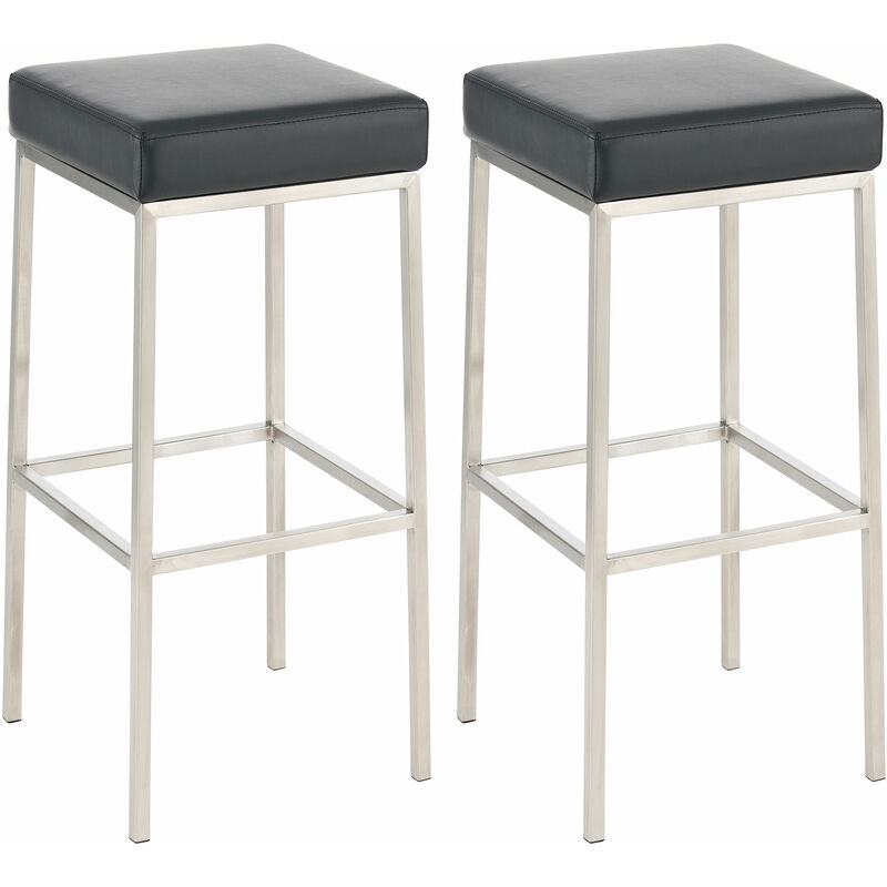 Clp - 2er Set Barhocker Montreal Kunstlederbezug Edelstahl Schwarz
