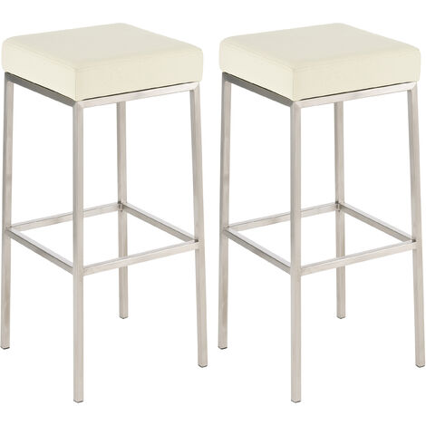 2er Set Barhocker Montreal Kunstlederbezug edelstahl creme