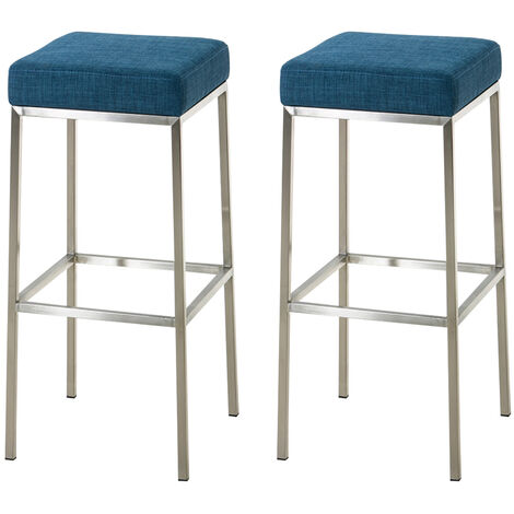 2er Set Barhocker Montreal Stoffbezug blau edelstahl