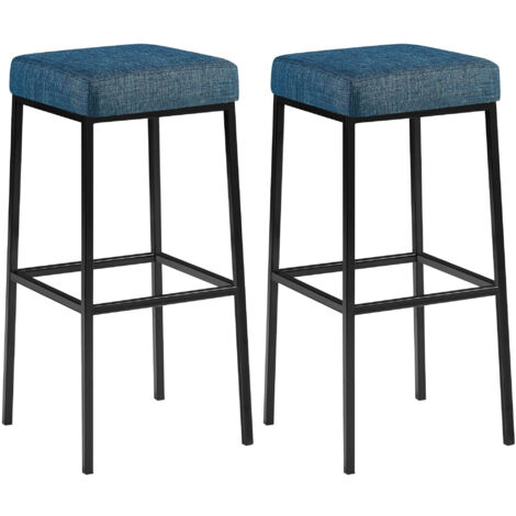 2er Set Barhocker Montreal Stoffbezug blau schwarz