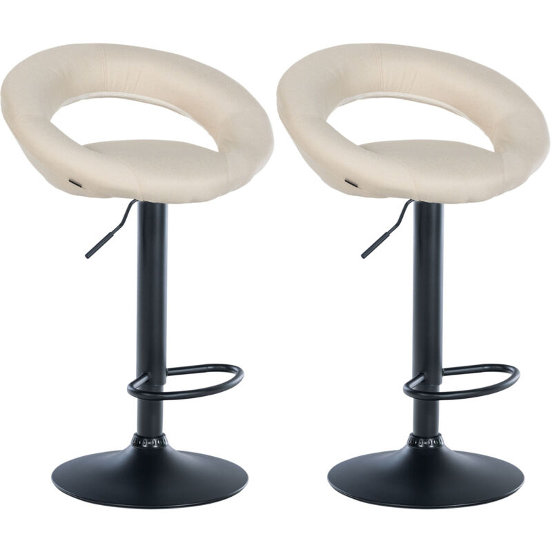 Clp 2er Set Barhocker Olinda Stoff Creme Schwarz