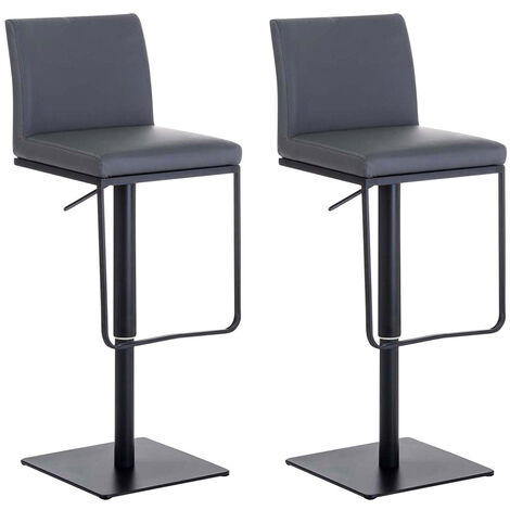 2er Set Barhocker Panama Kunstlederbezug grau schwarz