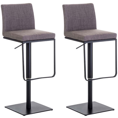 2er Set Barhocker Panama Stoffbezug grau schwarz